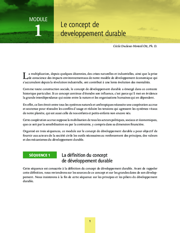projet développement durable pdf